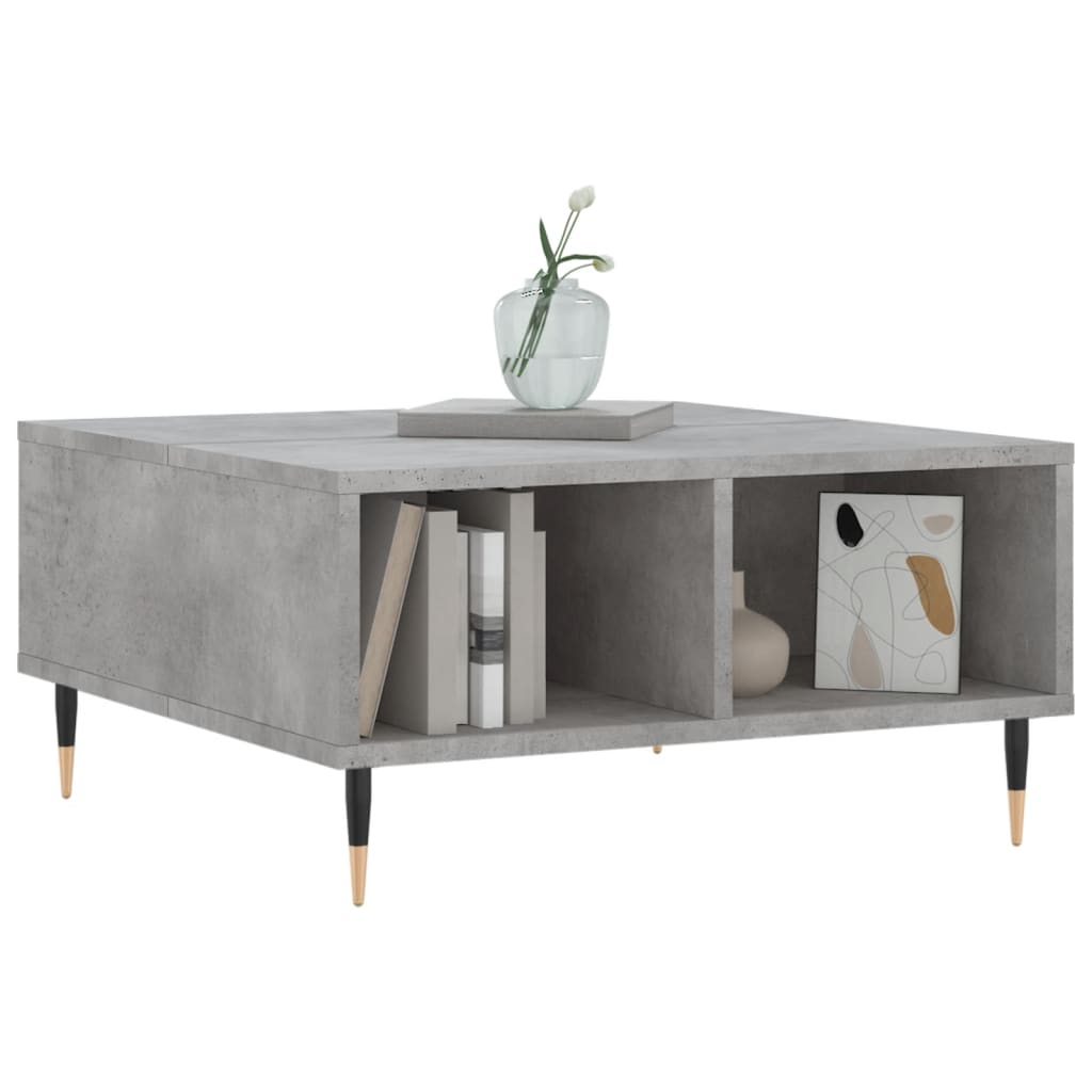 betonszürke szerelt fa dohányzóasztal 60 x 60 x 30 cm