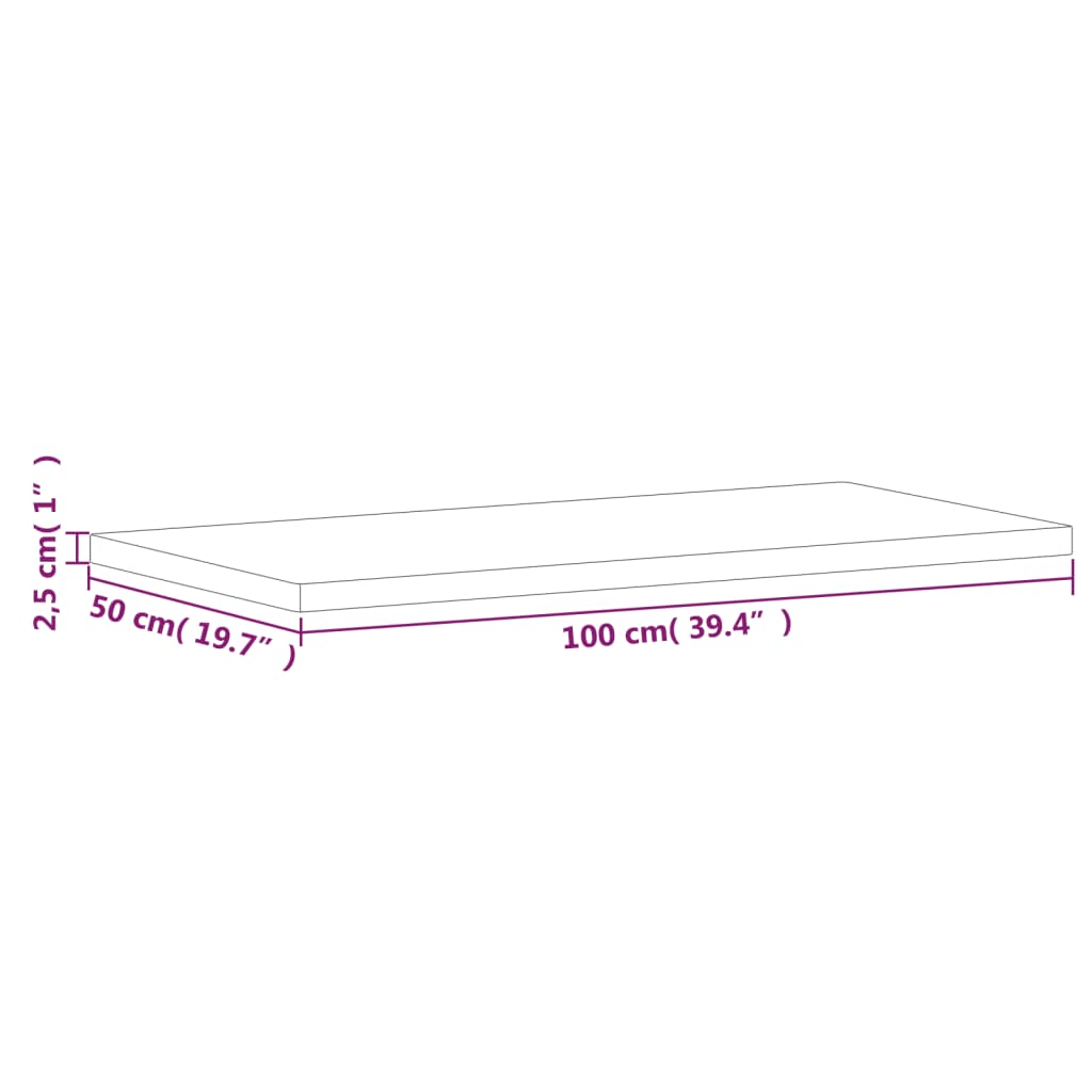 tömör bükkfa téglalap alakú asztallap 100x50x2,5 cm