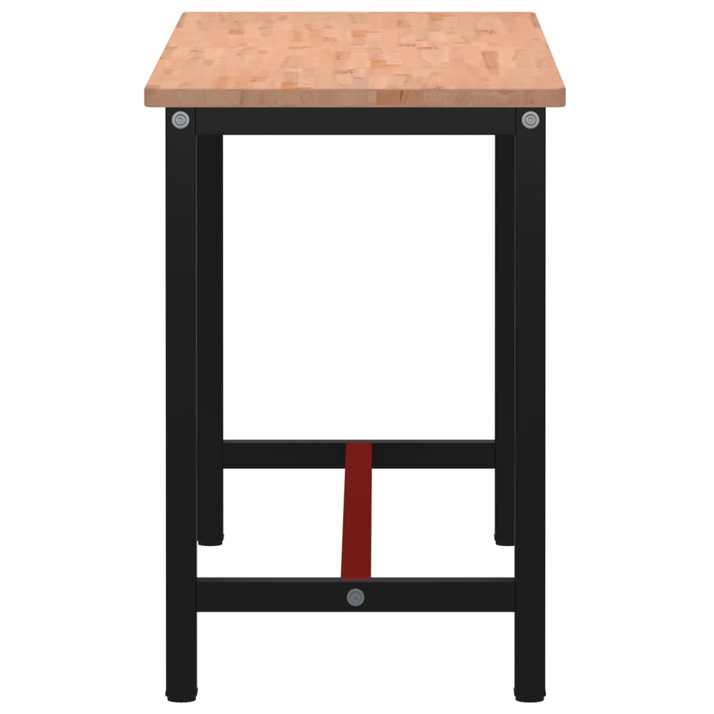 tömör bükkfa és fém munkaasztallap 150x55x81,5 cm
