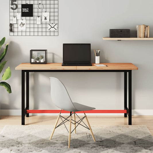tömör bükkfa és fém munkaasztallap 150x55x81,5 cm