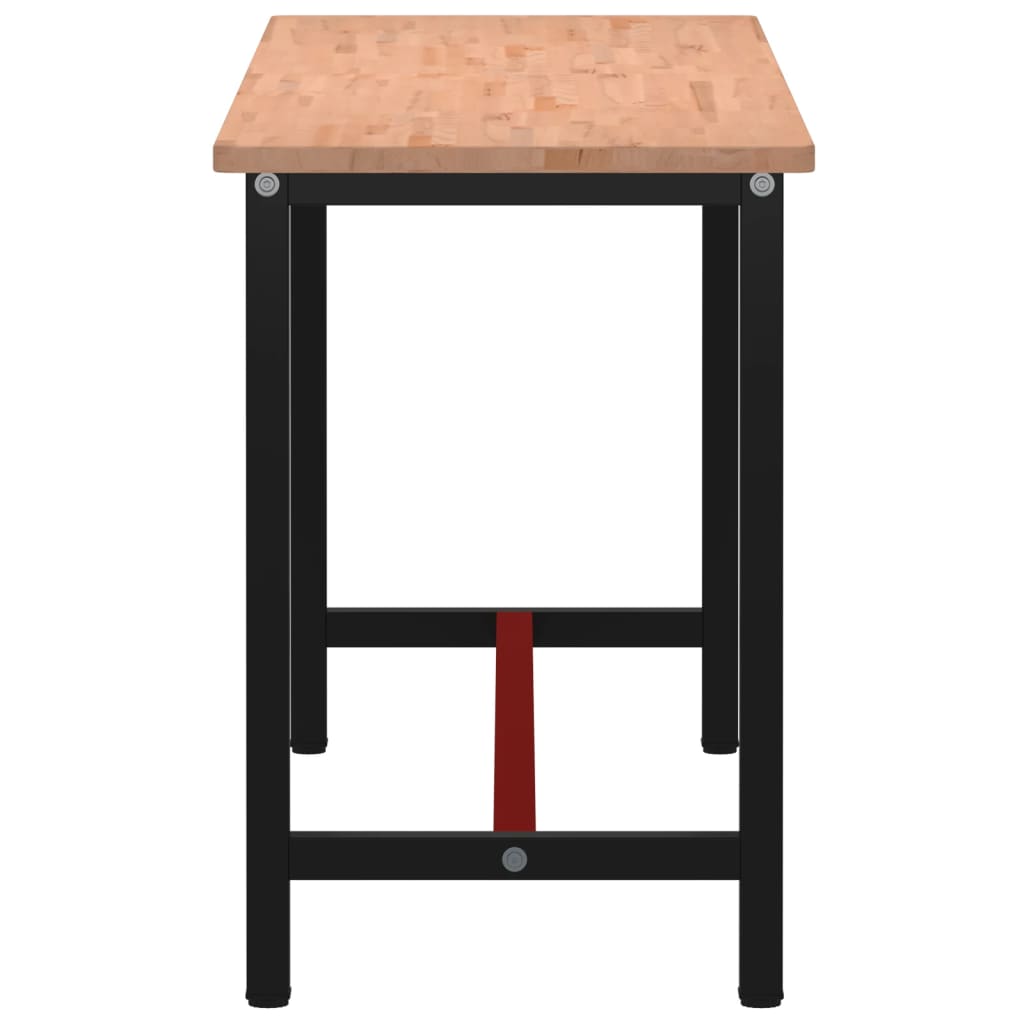 tömör bükkfa és fém munkaasztallap 180x55x81,5 cm