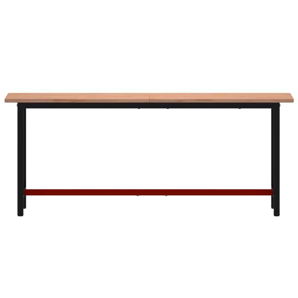 tömör bükkfa és fém munkaasztallap 200x55x81,5 cm