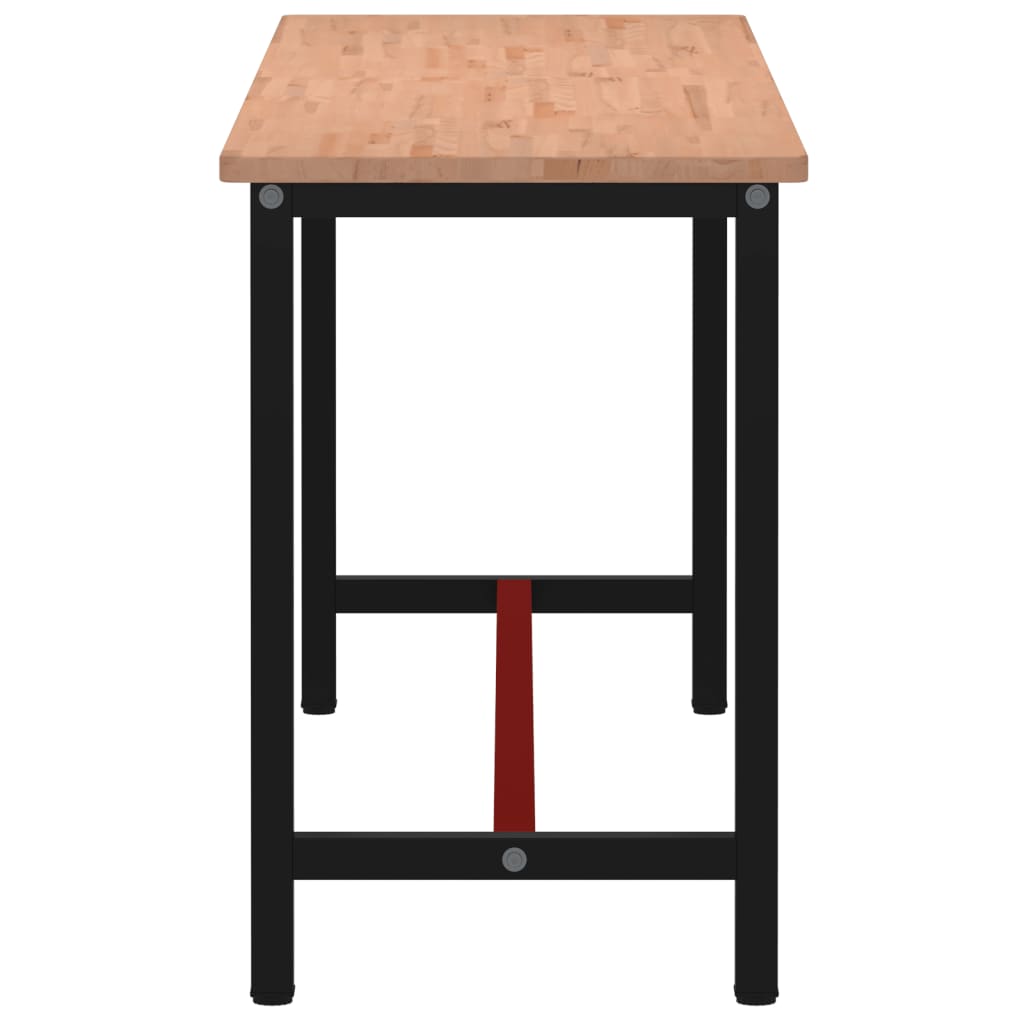 tömör bükkfa és fém munkaasztallap 200x55x81,5 cm