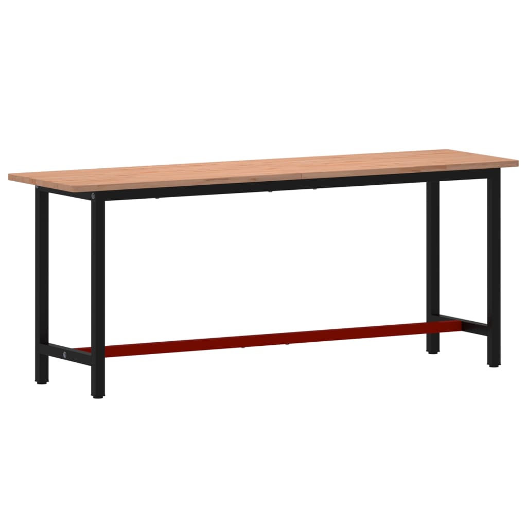 tömör bükkfa és fém munkaasztallap 200x55x81,5 cm