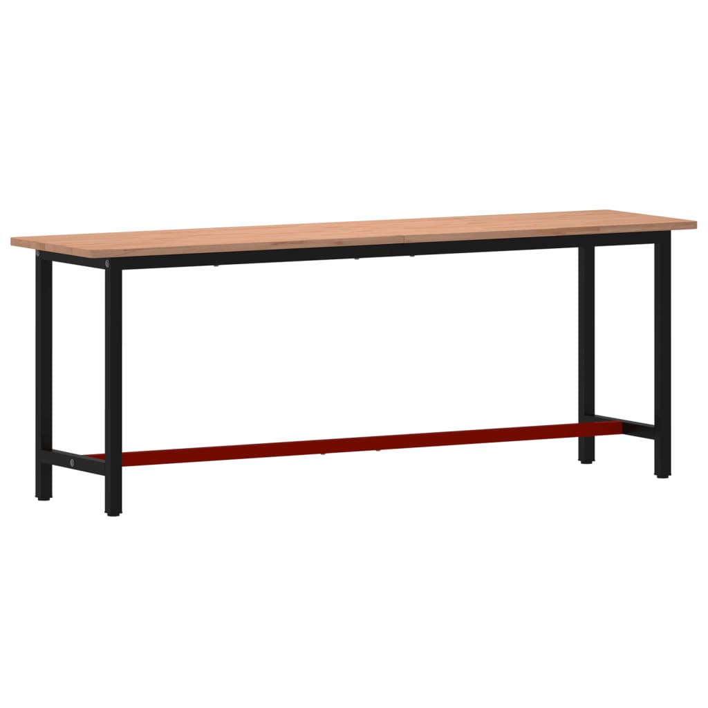 tömör bükkfa és fém munkaasztallap 220x55x81,5 cm
