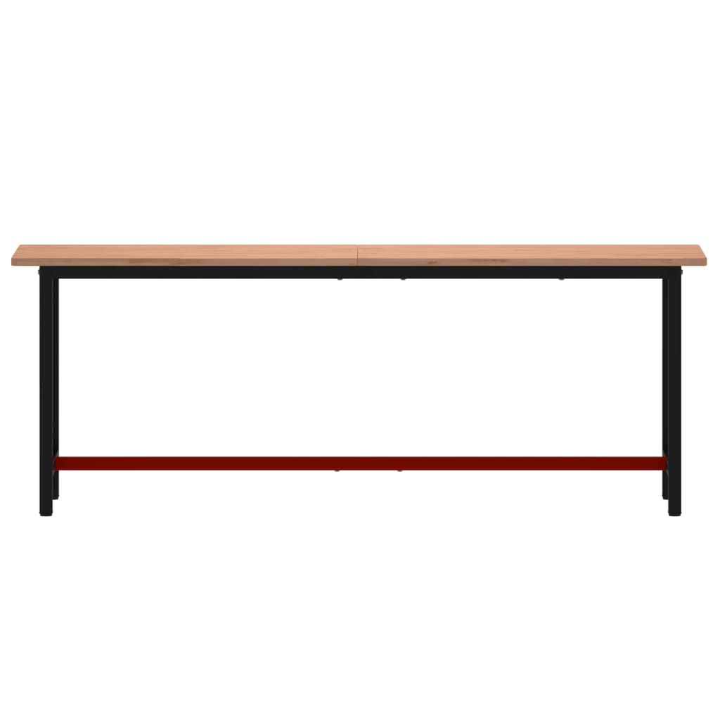 tömör bükkfa és fém munkaasztallap 220x55x81,5 cm