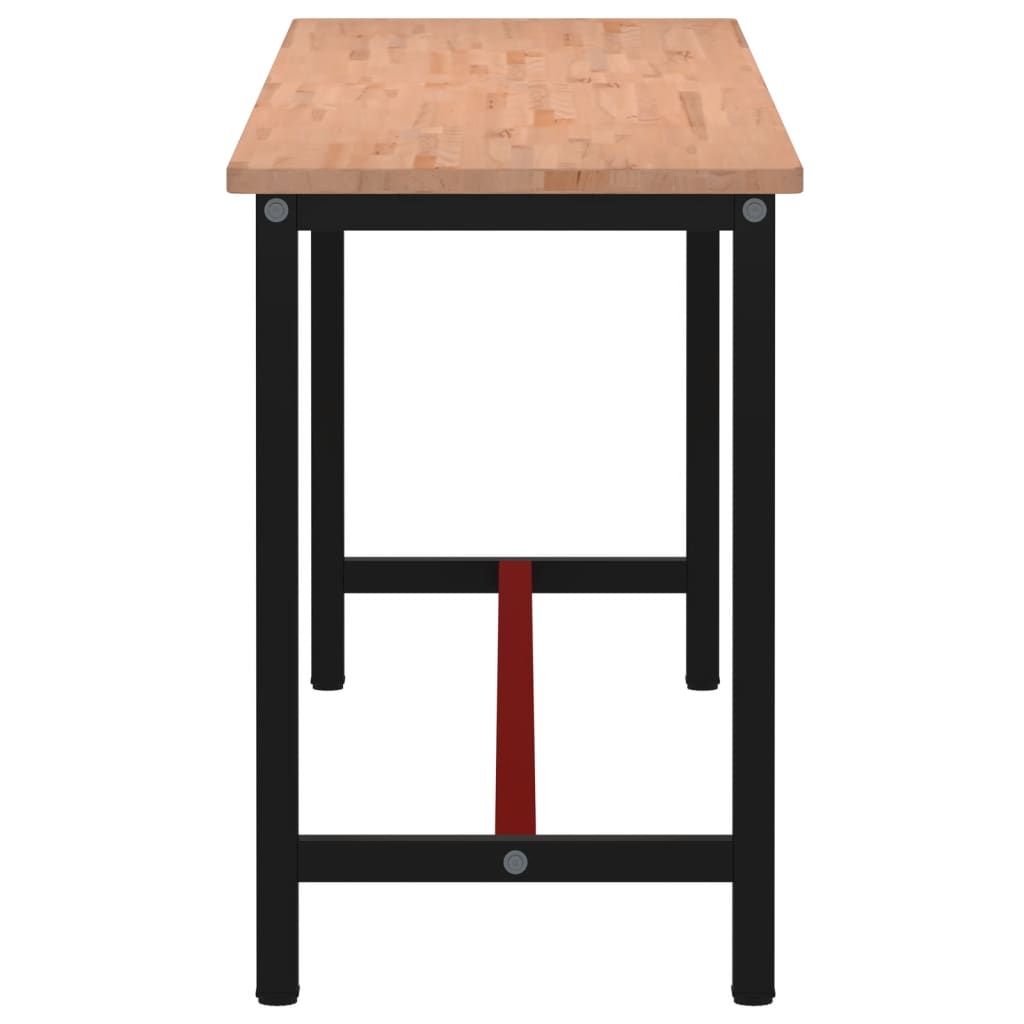 tömör bükkfa és fém munkaasztallap 220x55x81,5 cm