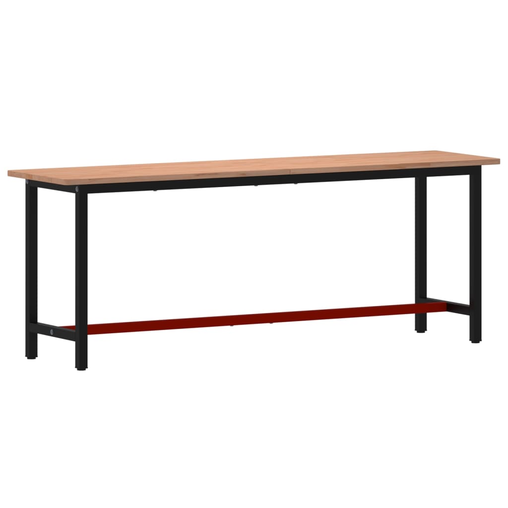 tömör bükkfa és fém munkaasztallap 220x55x81,5 cm