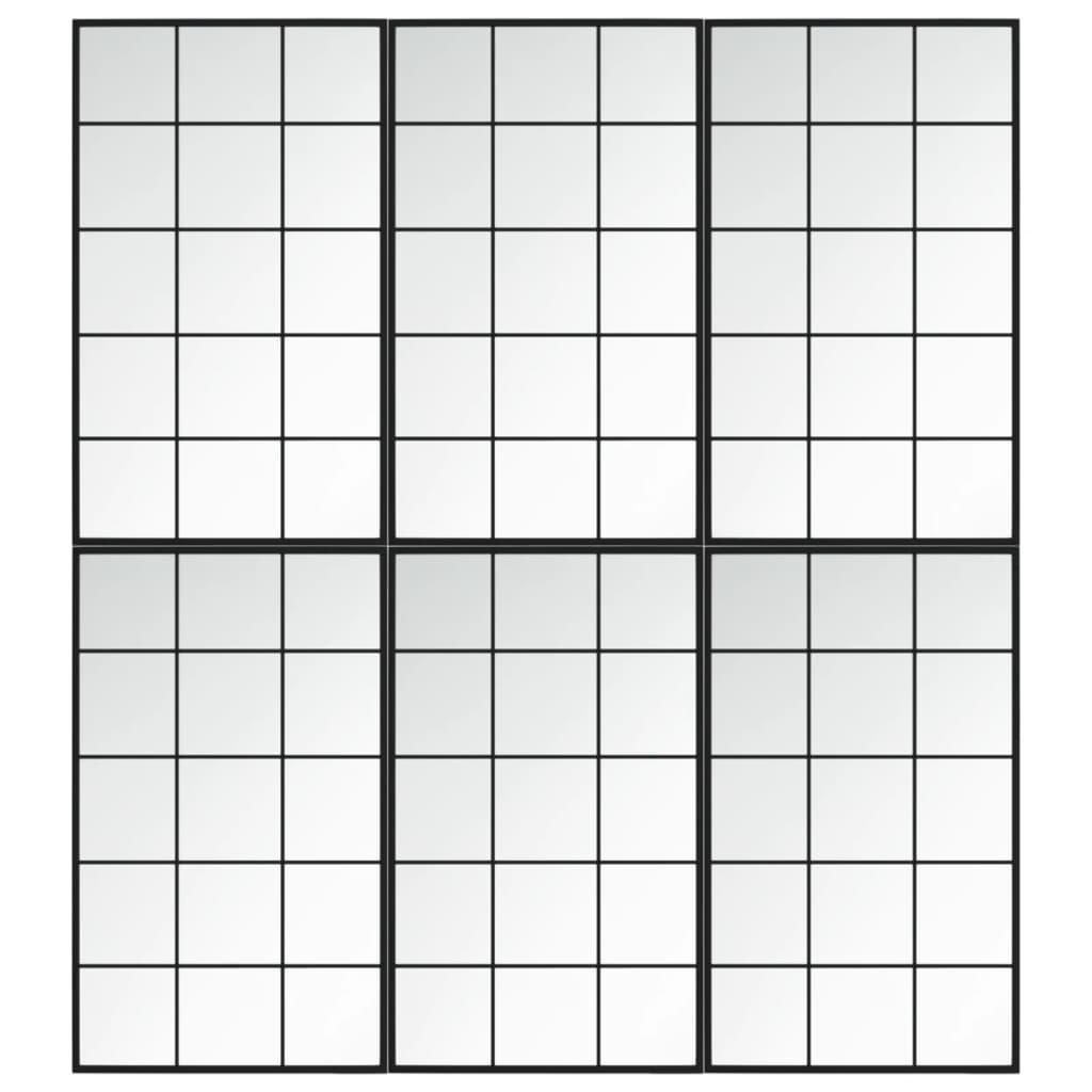 6 db fekete fém fali tükör 100x60 cm