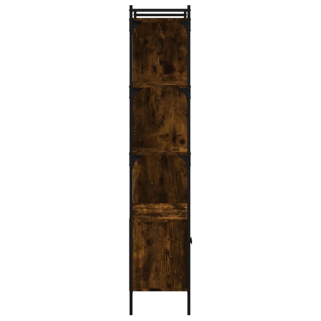 füstös tölgy szerelt fa könyvespolc ajtókkal 76,5x30x154,5 cm