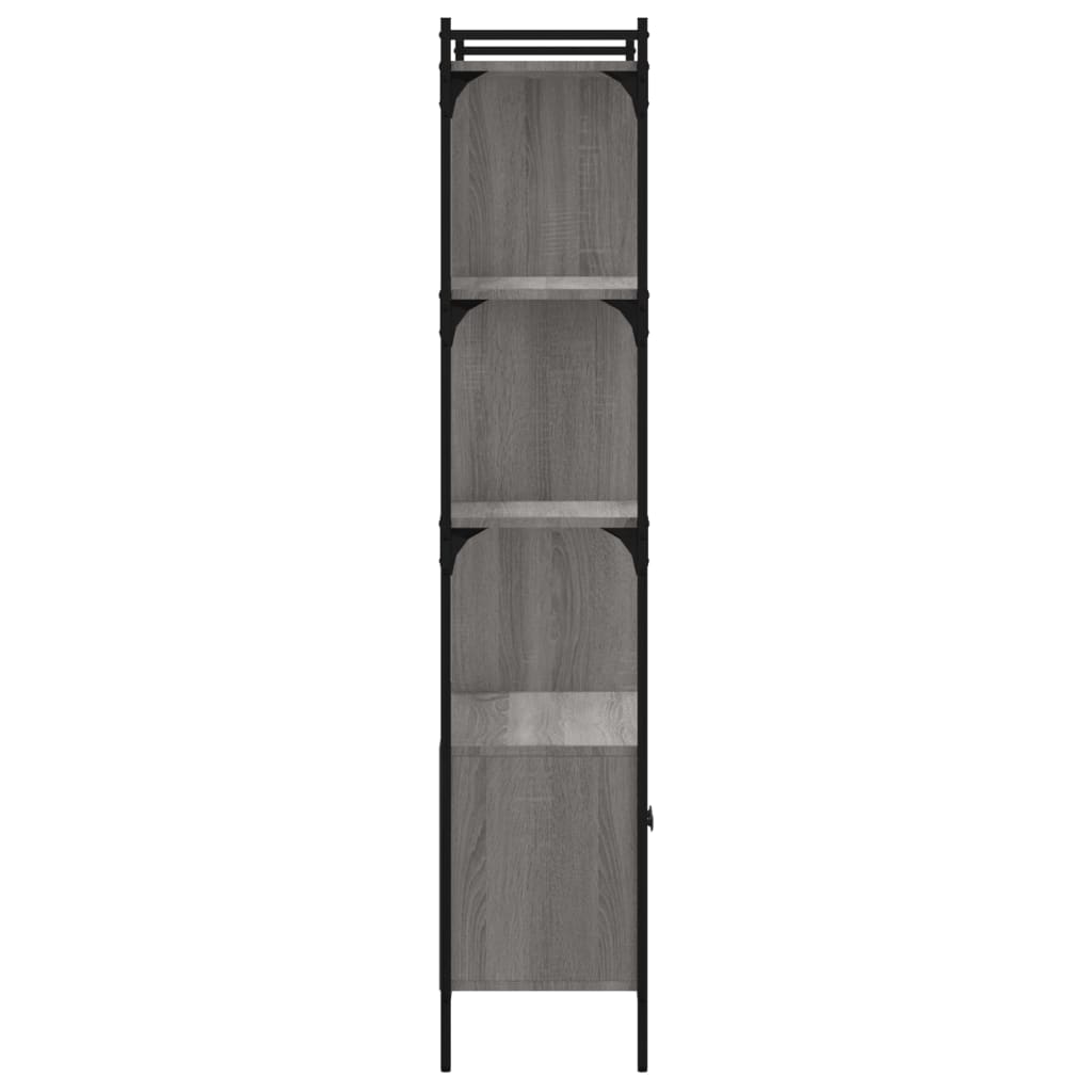 szürke sonoma szerelt fa könyvespolc ajtókkal 76,5x30x154,5 cm