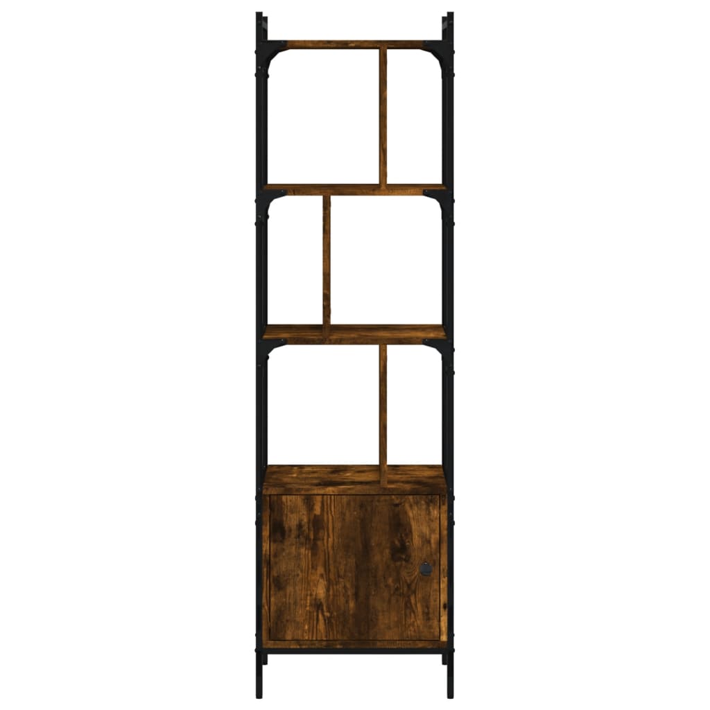 füstös tölgy szerelt fa könyvespolc ajtóval 44,5x30x154,5 cm