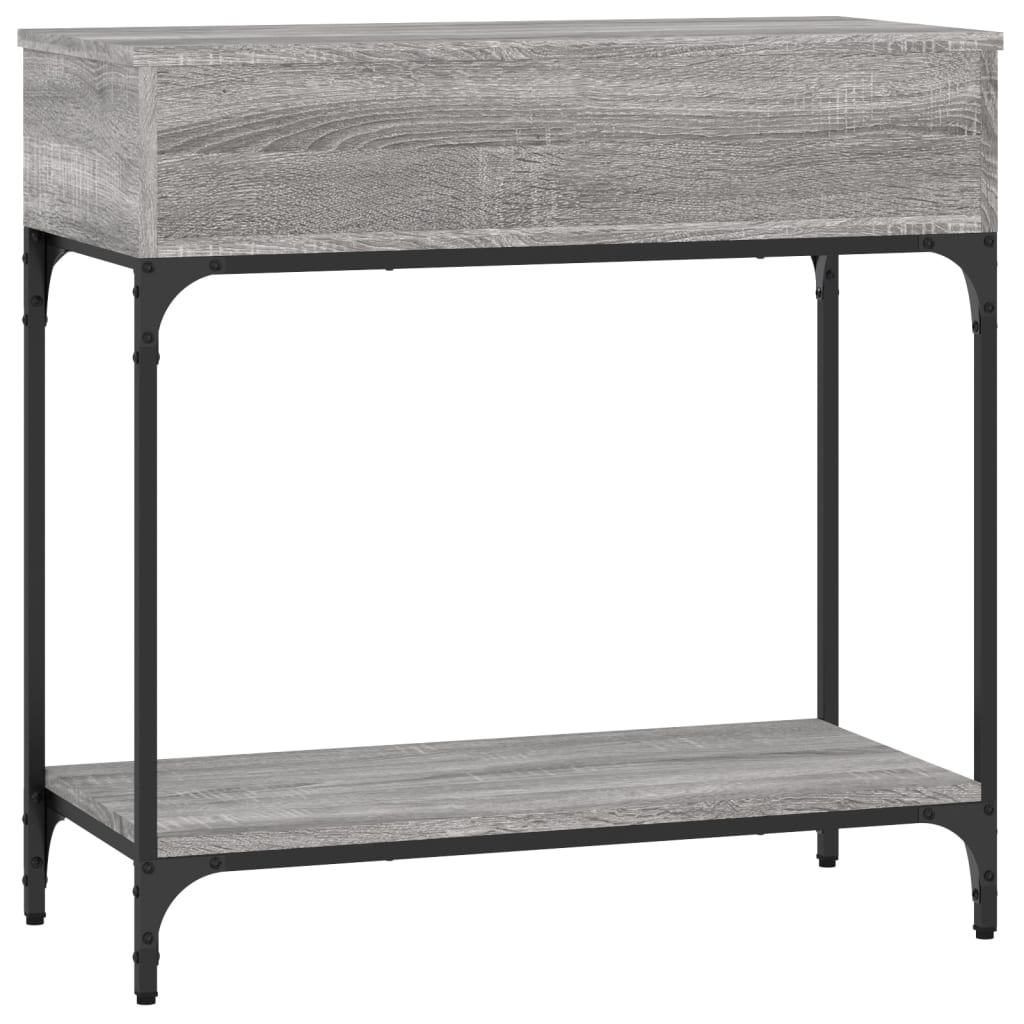 szürke sonoma színű szerelt fa konzolasztal 75 x 34,5 x 75 cm