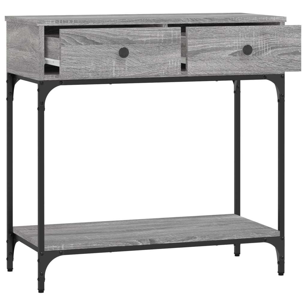 szürke sonoma színű szerelt fa konzolasztal 75 x 34,5 x 75 cm