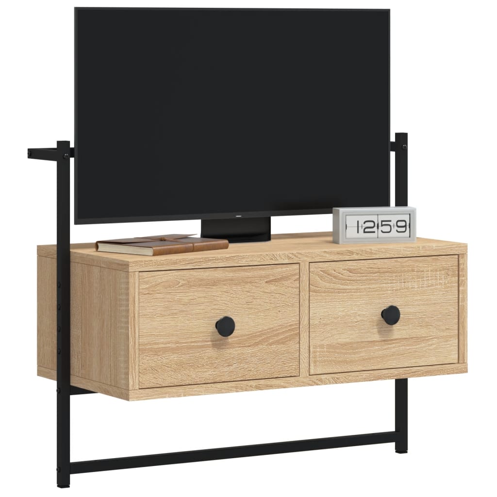 sonoma tölgy szerelt fa fali TV szekrény 60,5x30x51 cm