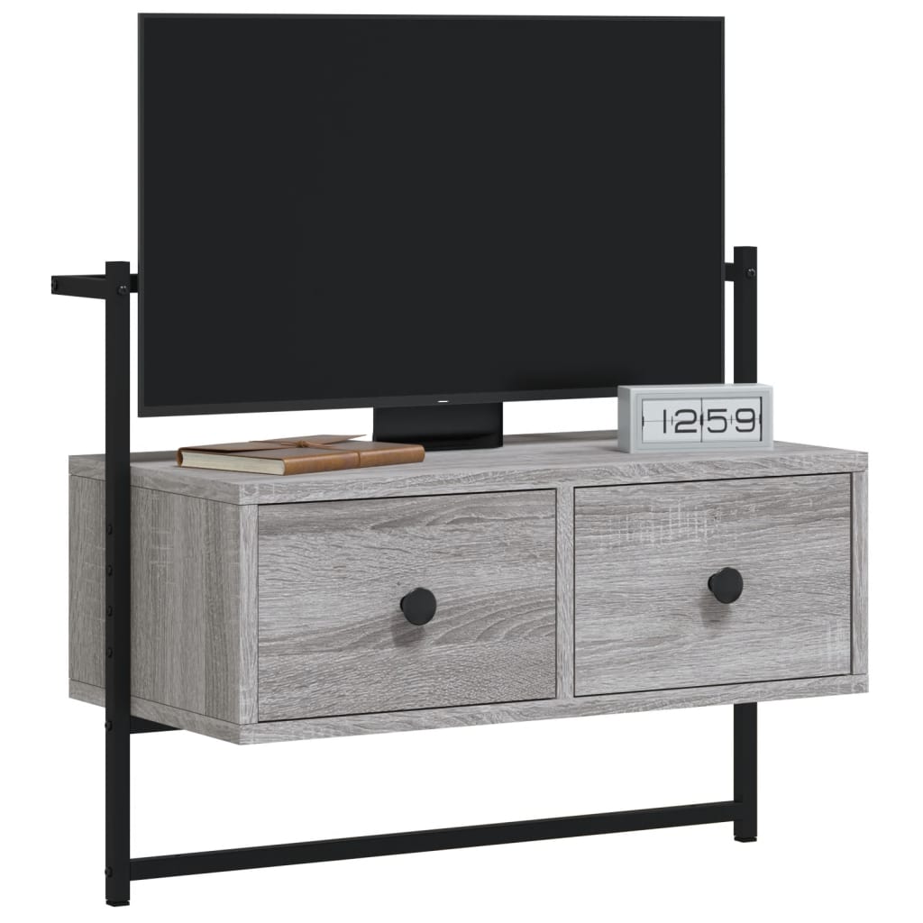 szürke sonoma szerelt fa fali TV szekrény 60,5 x 30 x 51 cm