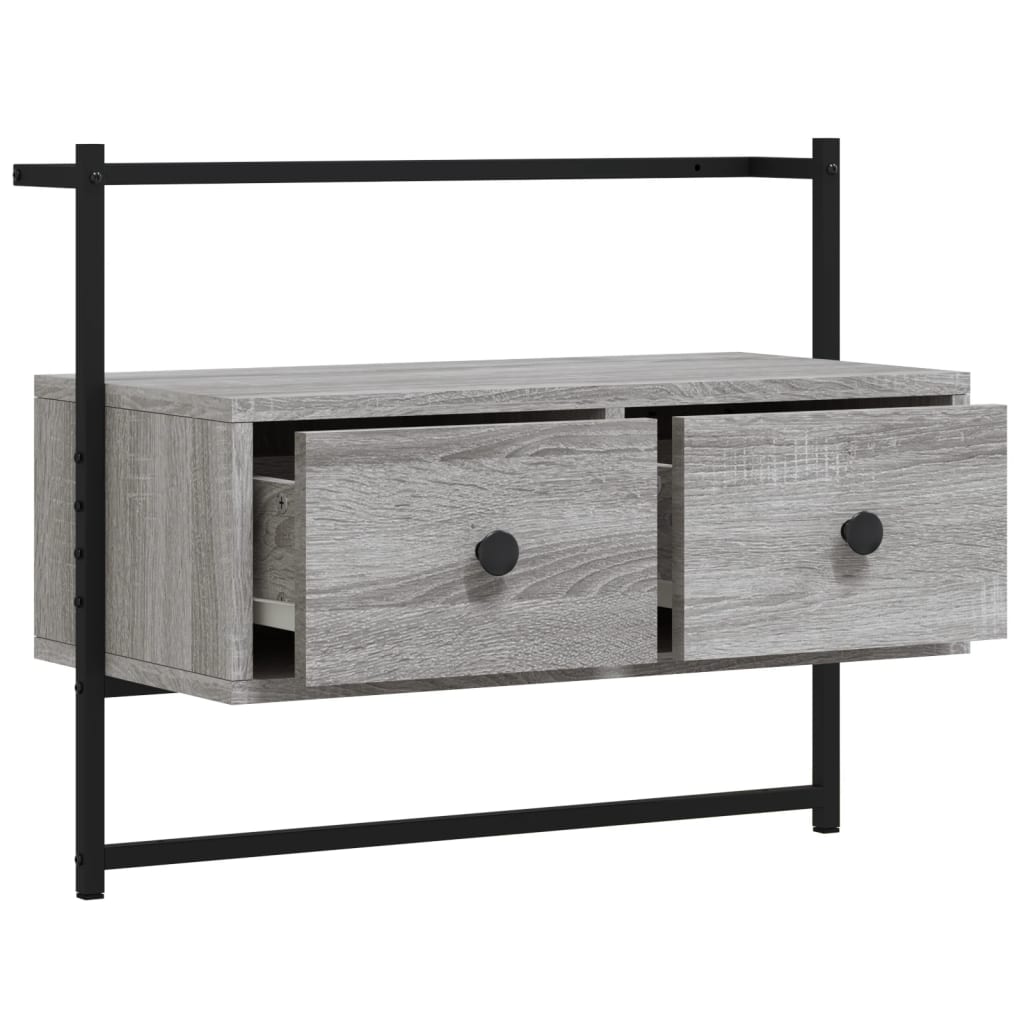 szürke sonoma szerelt fa fali TV szekrény 60,5 x 30 x 51 cm