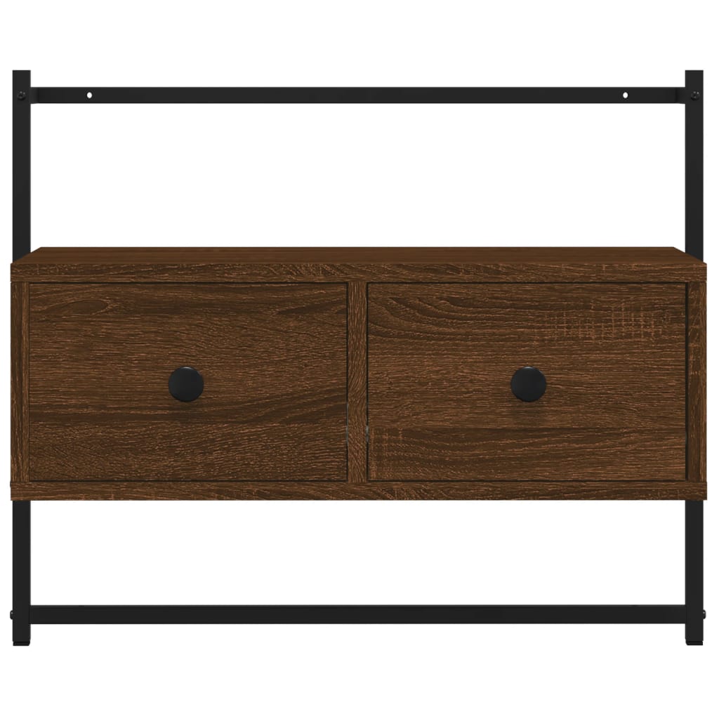 barna tölgyszínű szerelt fa fali TV szekrény 60,5 x 30 x 51 cm