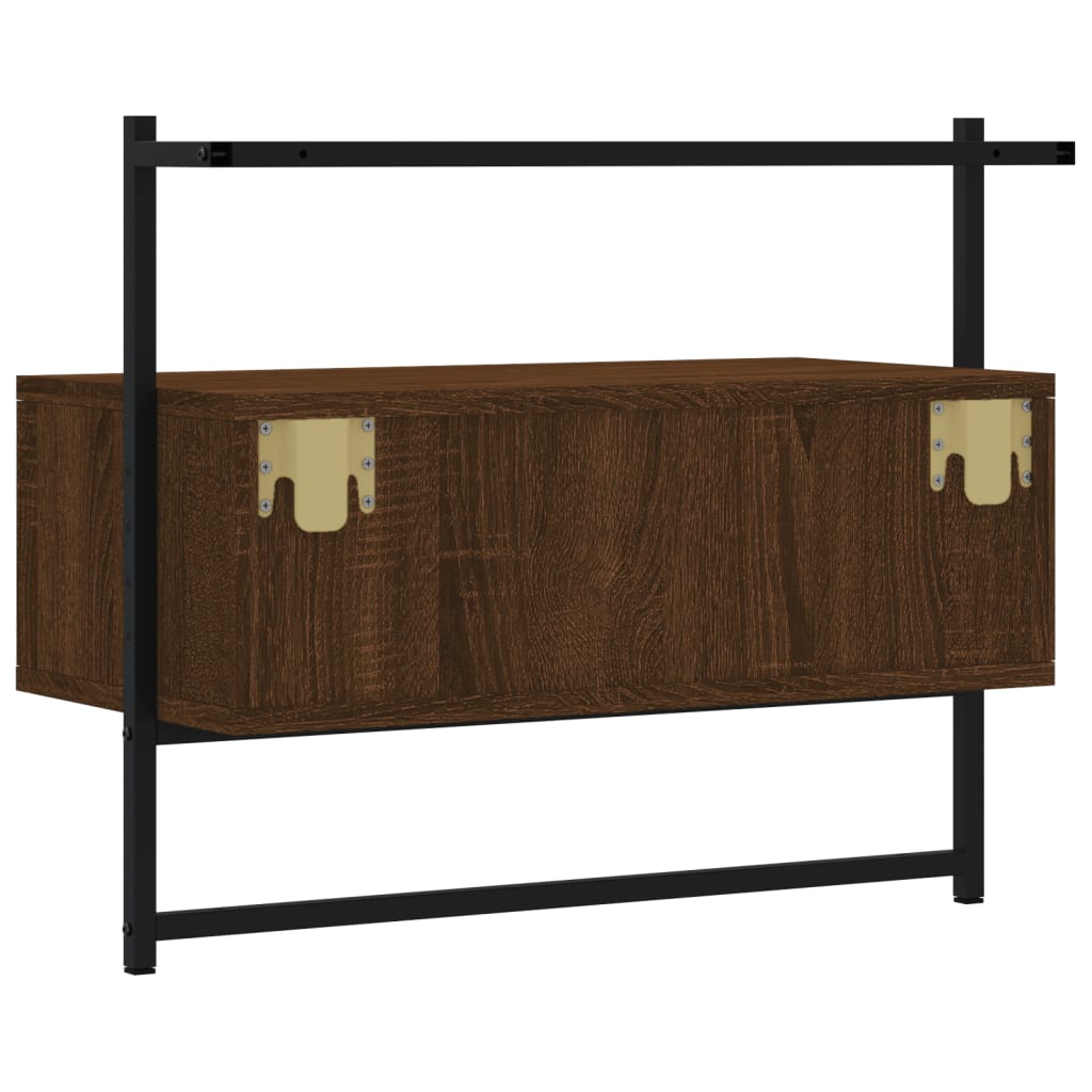 barna tölgyszínű szerelt fa fali TV szekrény 60,5 x 30 x 51 cm