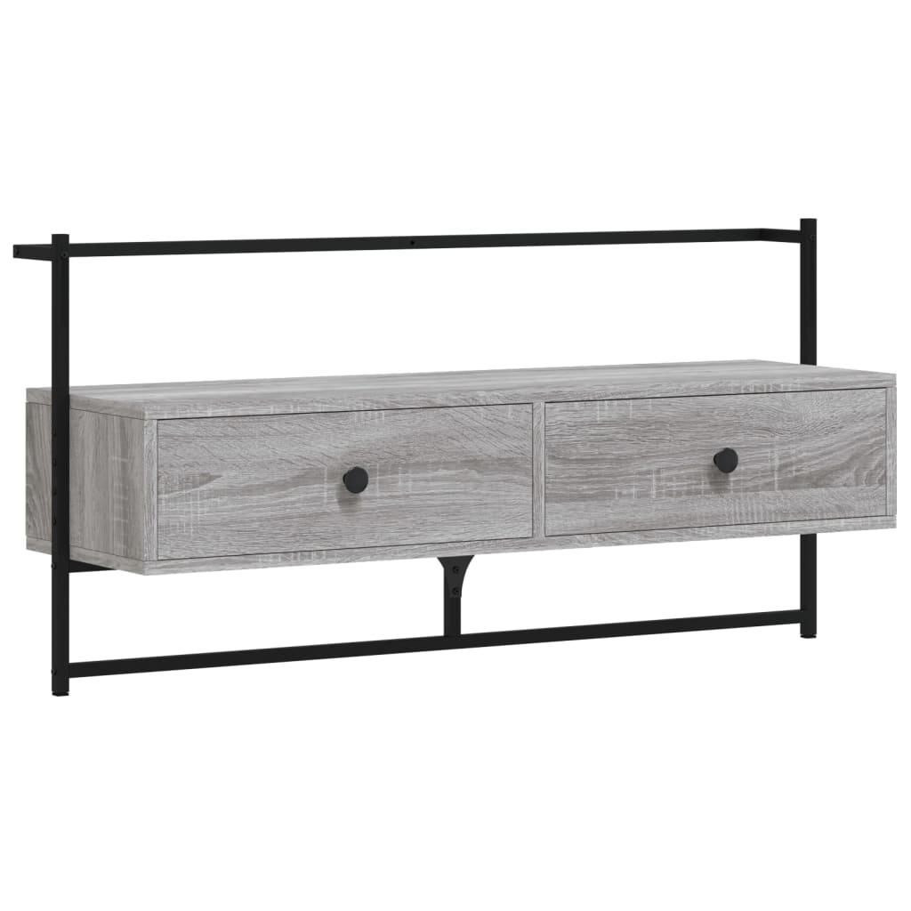 szürke sonoma színű szerelt fa fali TV szekrény 100,5x30x51 cm