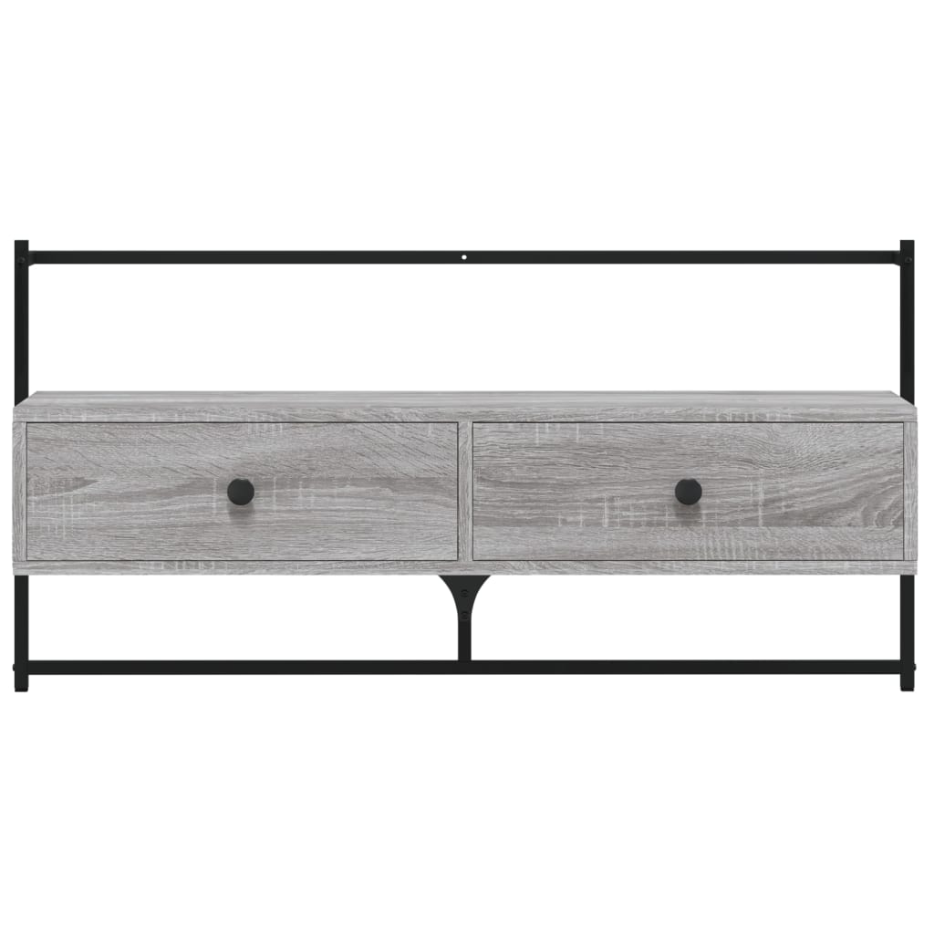 szürke sonoma színű szerelt fa fali TV szekrény 100,5x30x51 cm