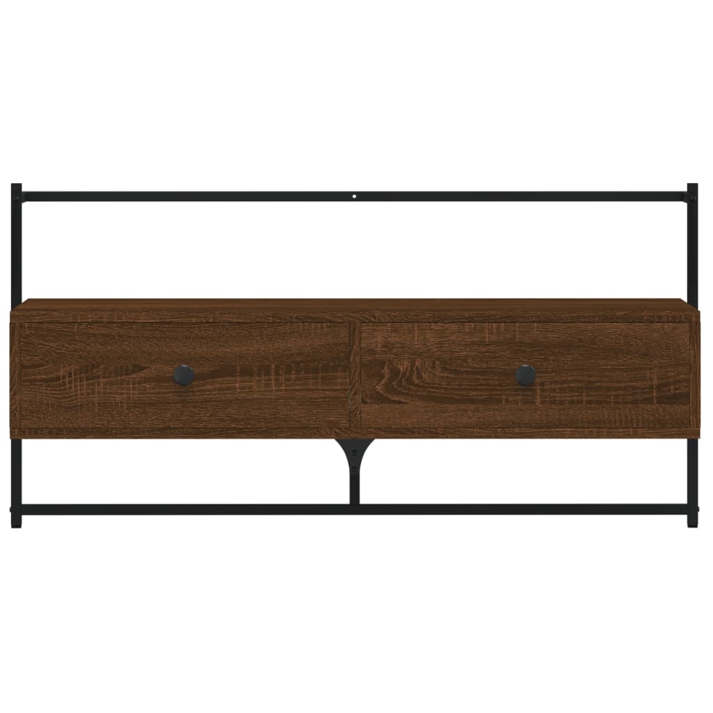 barna tölgyszínű szerelt fa fali TV szekrény 100,5 x 30 x 51 cm