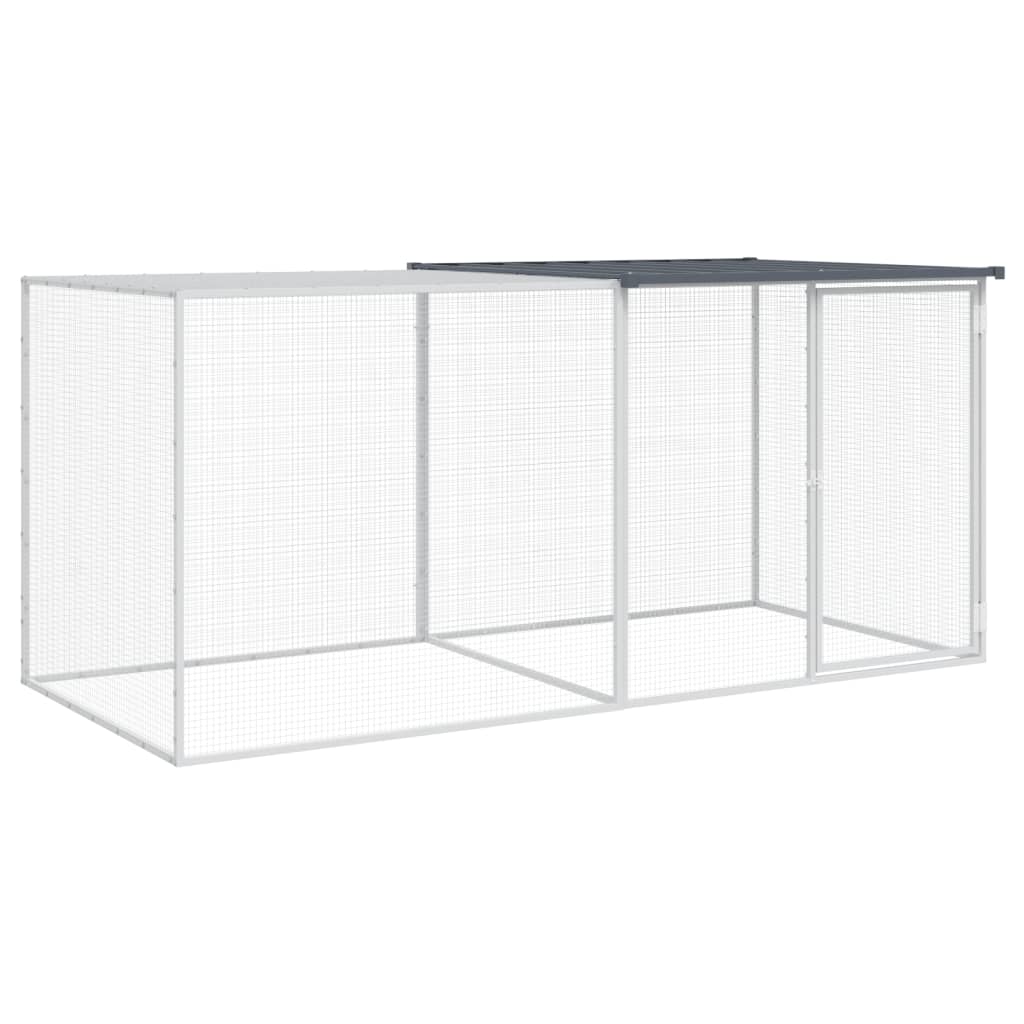 antracit színű, horganyzott acél csirkeketrec tetővel 203 x 98 x 90 cm