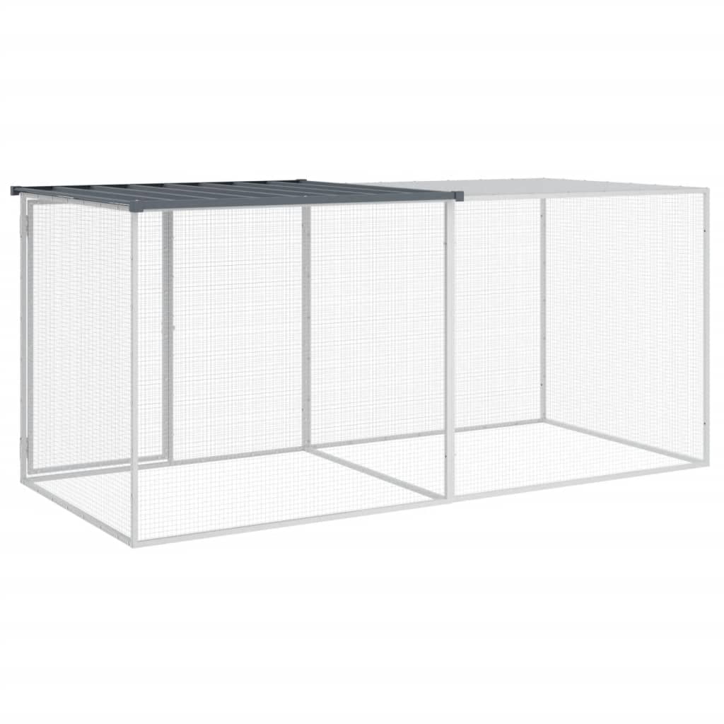 antracit színű, horganyzott acél csirkeketrec tetővel 203 x 98 x 90 cm