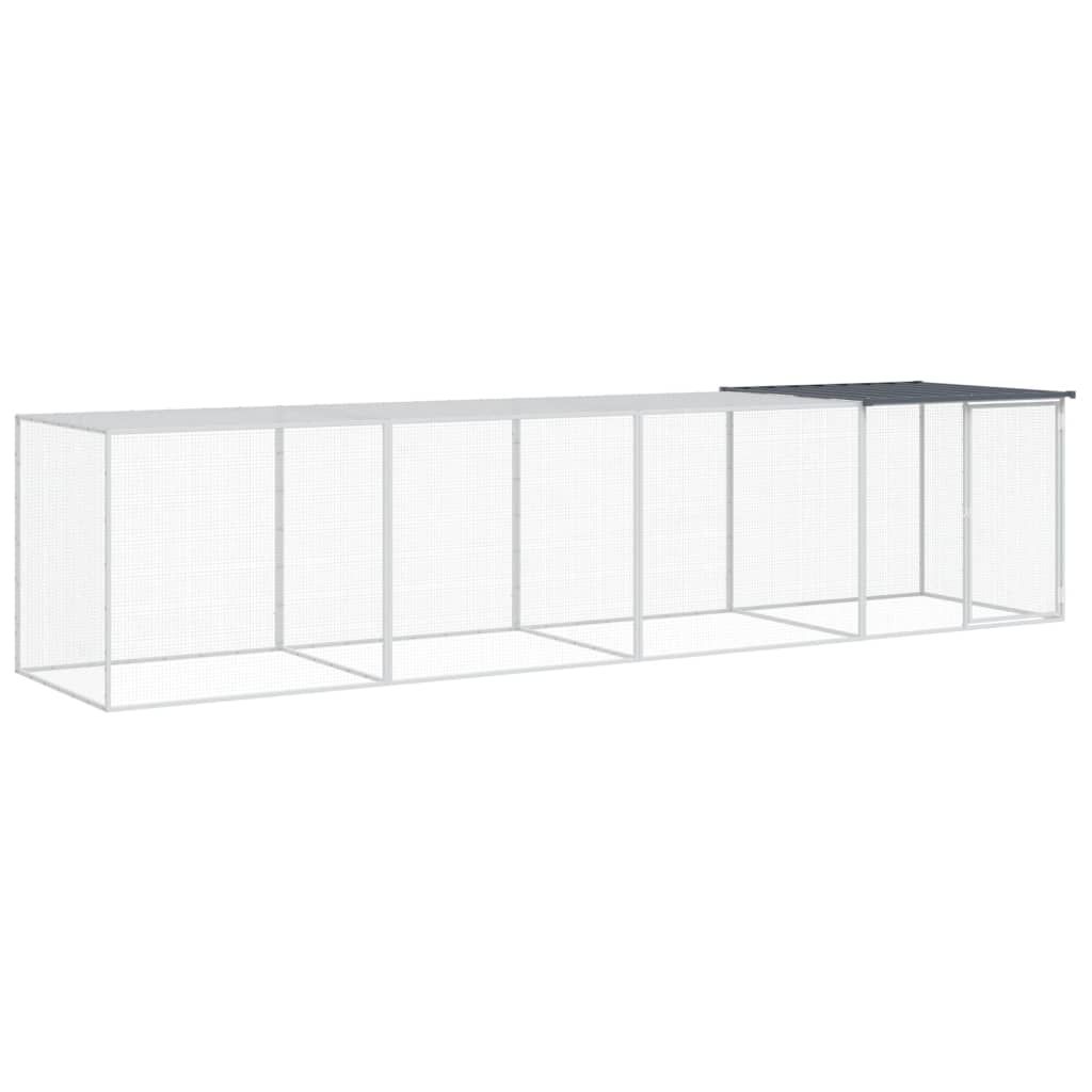antracitszürke horganyzott acél tyúkketrec tetővel 403x98x90 cm