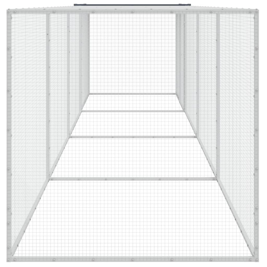 antracitszürke horganyzott acél tyúkketrec tetővel 403x98x90 cm