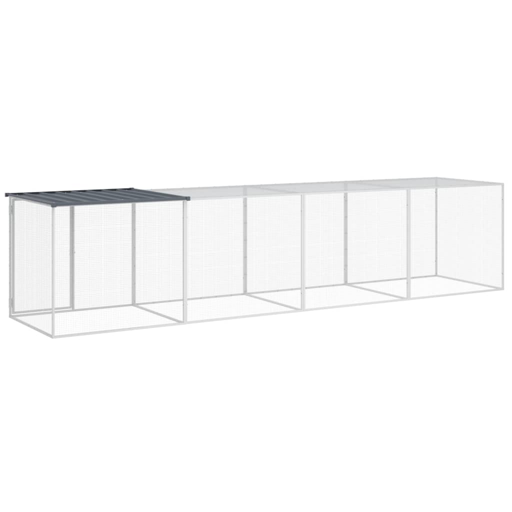 antracitszürke horganyzott acél tyúkketrec tetővel 403x98x90 cm
