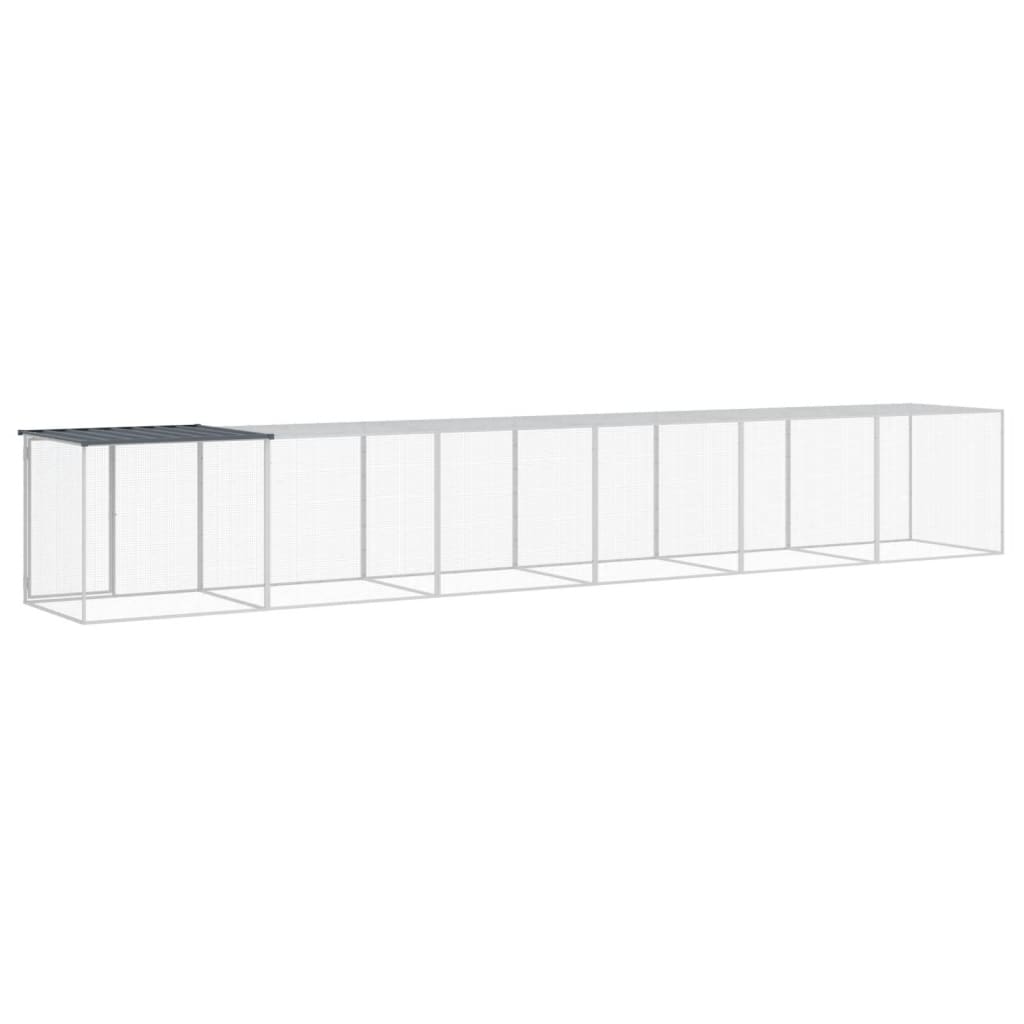 antracitszürke horganyzott acél tyúkketrec tetővel 603x98x90 cm