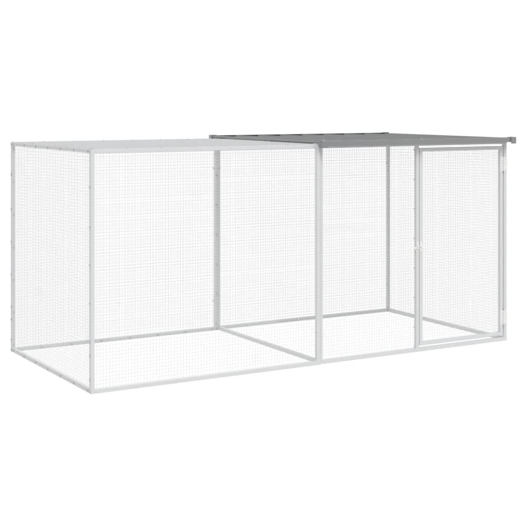világosszürke horganyzott acél tyúkketrec tetővel 203x98x90 cm