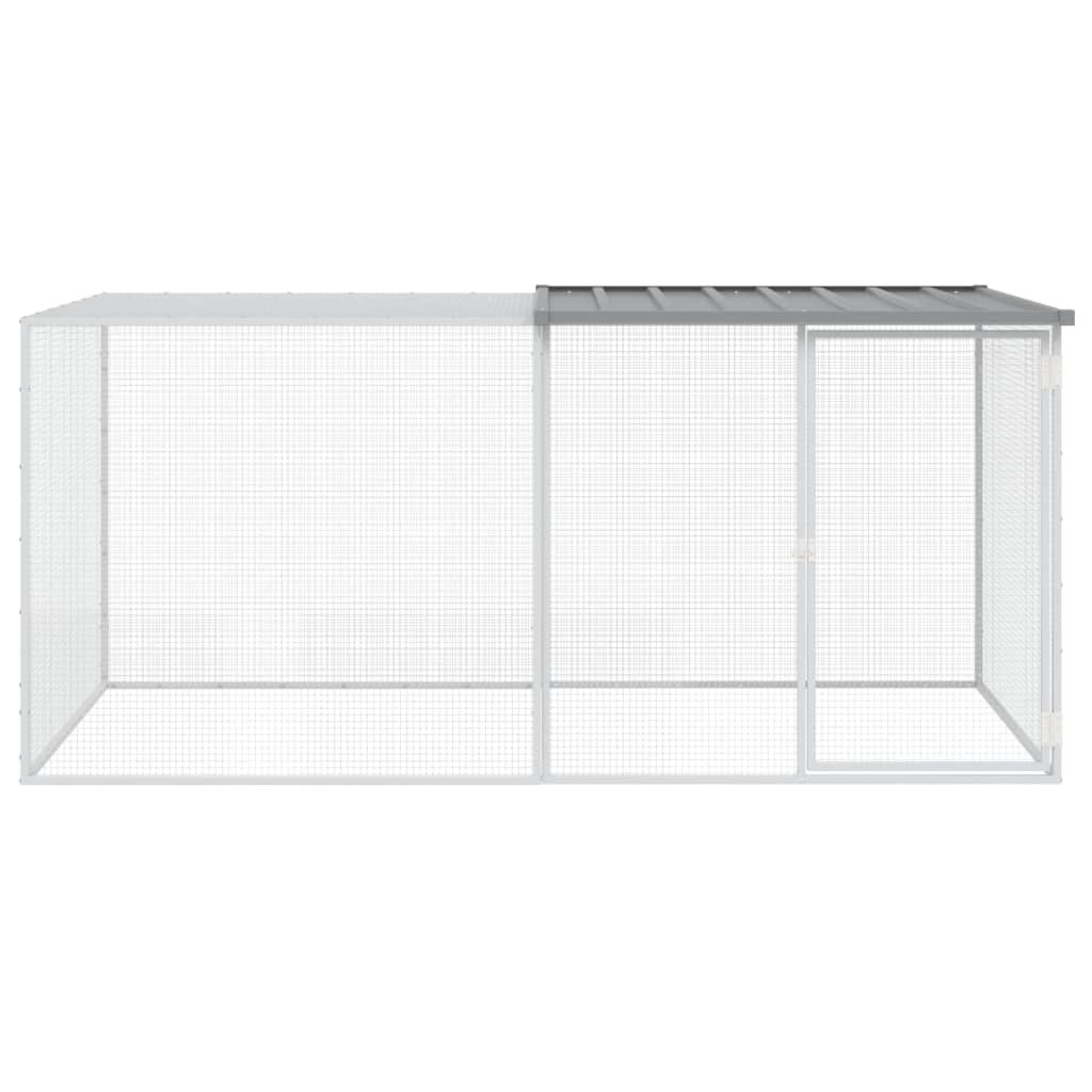 világosszürke horganyzott acél tyúkketrec tetővel 203x98x90 cm