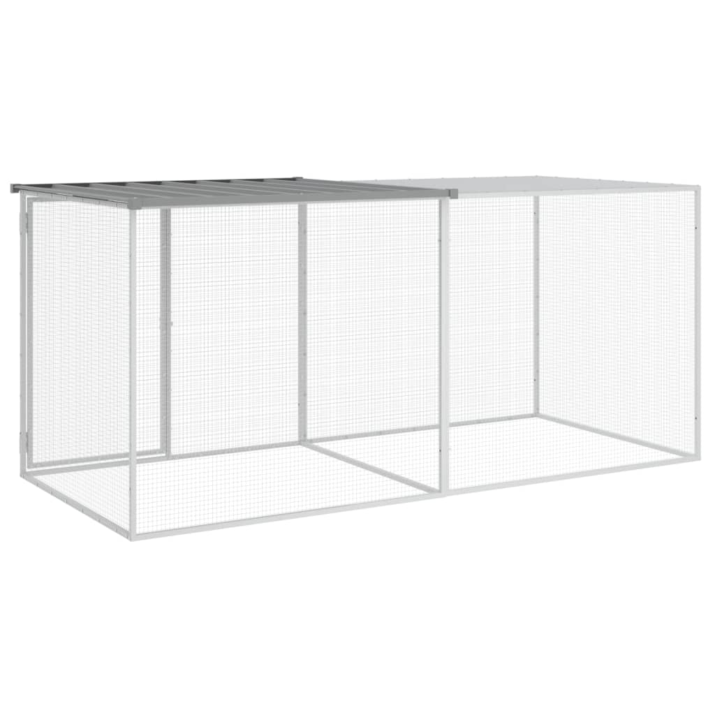 világosszürke horganyzott acél tyúkketrec tetővel 203x98x90 cm