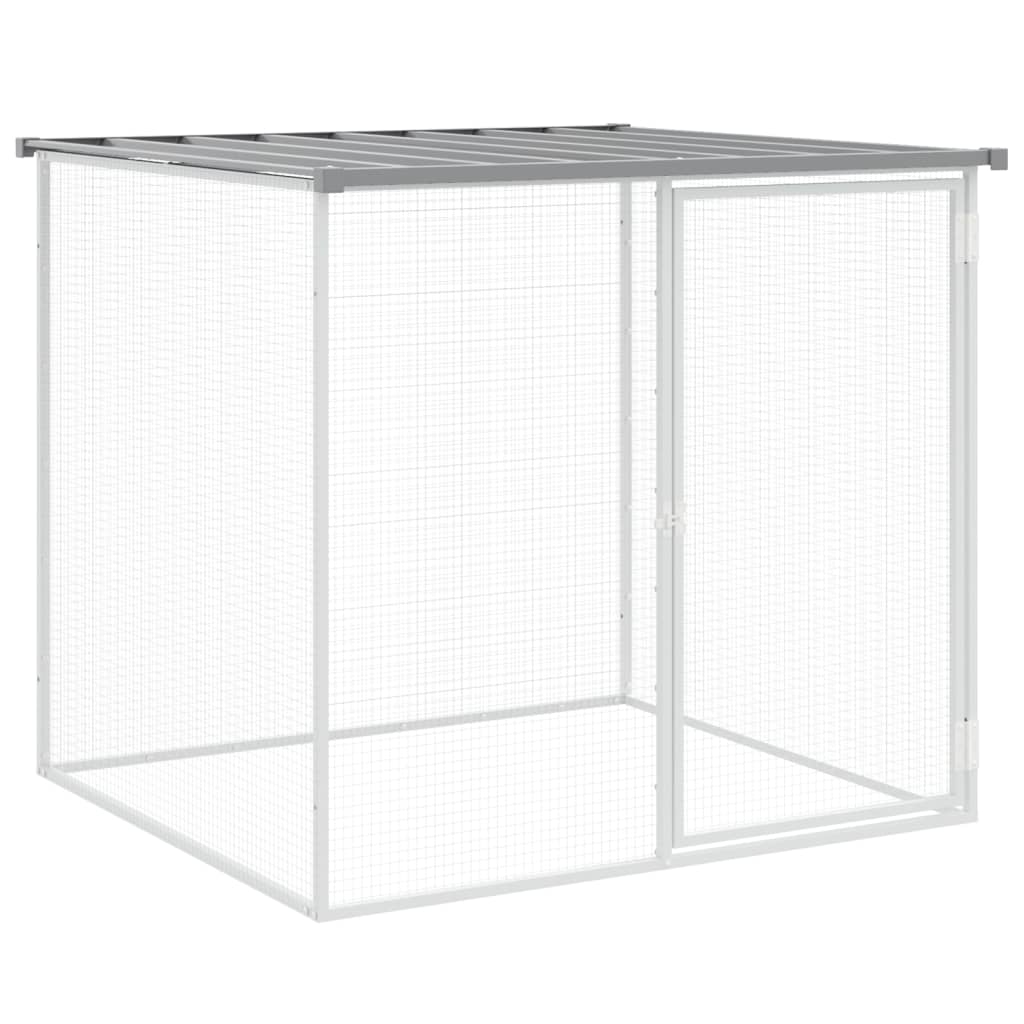 világosszürke horganyzott acél tyúkketrec tetővel 203x98x90 cm