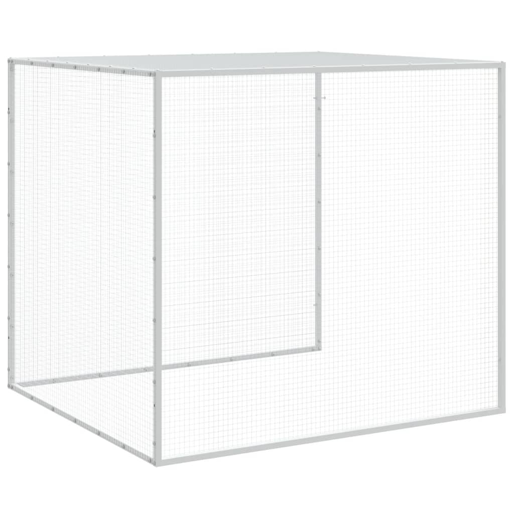 világosszürke horganyzott acél tyúkketrec tetővel 203x98x90 cm