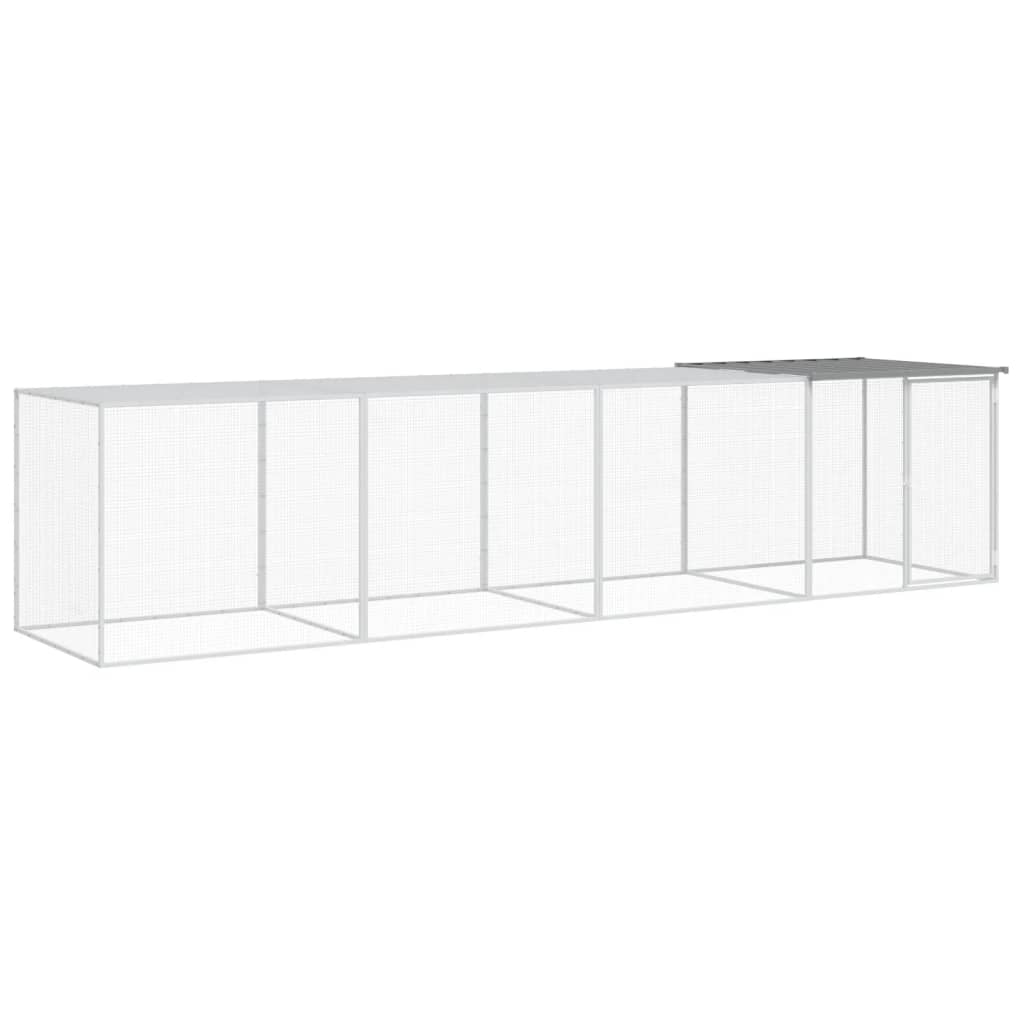 világosszürke horganyzott acél tyúkketrec tetővel 403x98x90 cm