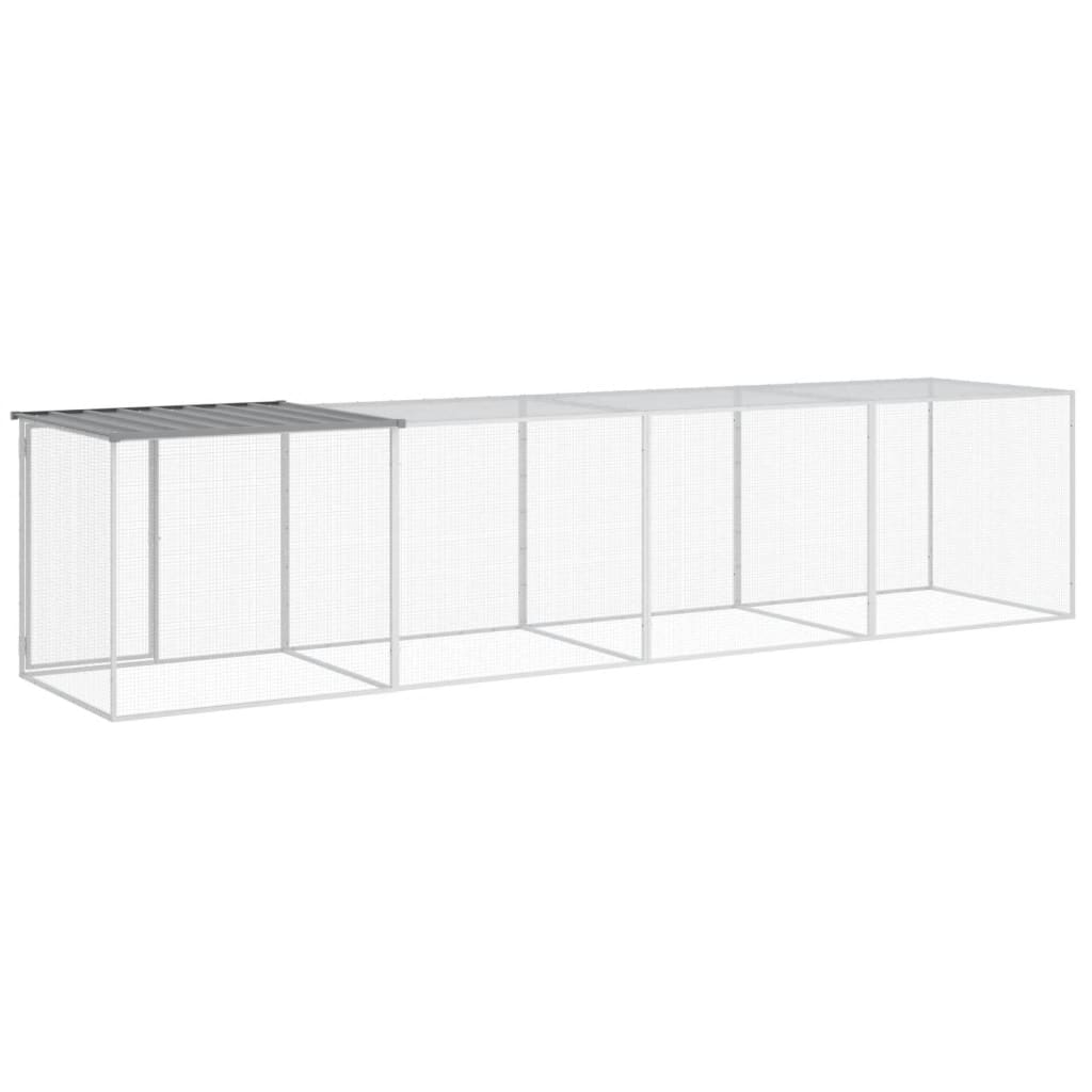 világosszürke horganyzott acél tyúkketrec tetővel 403x98x90 cm