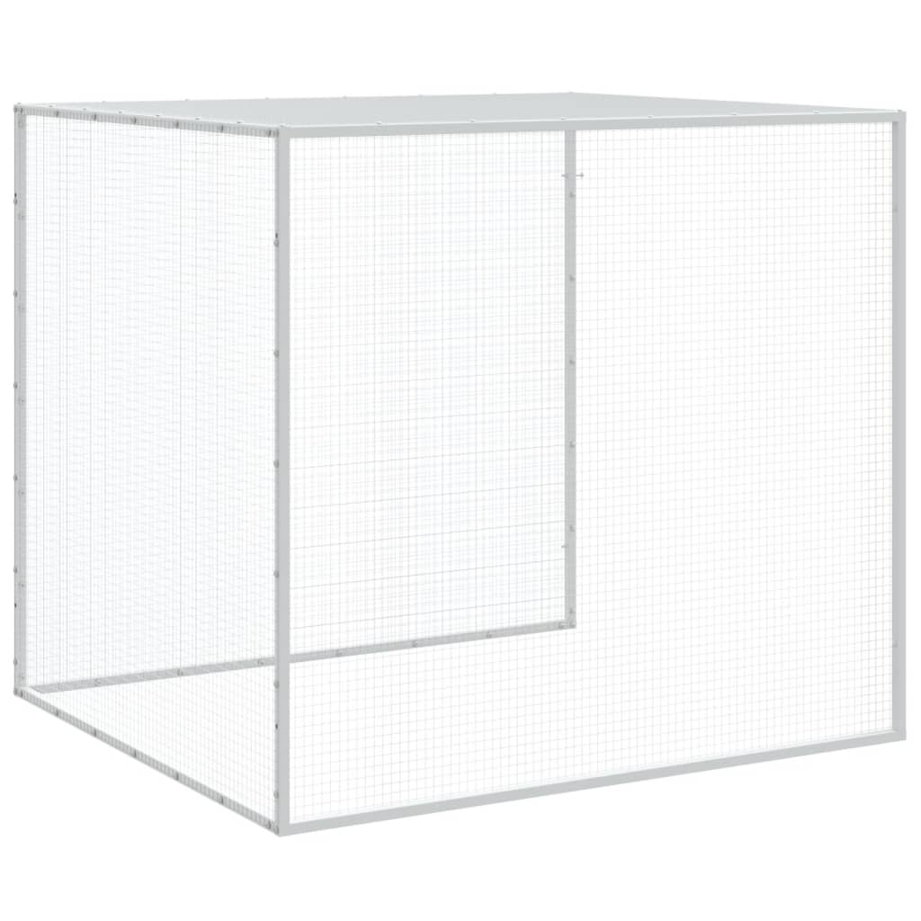 világosszürke horganyzott acél tyúkketrec tetővel 403x98x90 cm