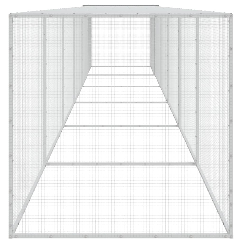 világosszürke horganyzott acél tyúkketrec tetővel 603x98x90 cm
