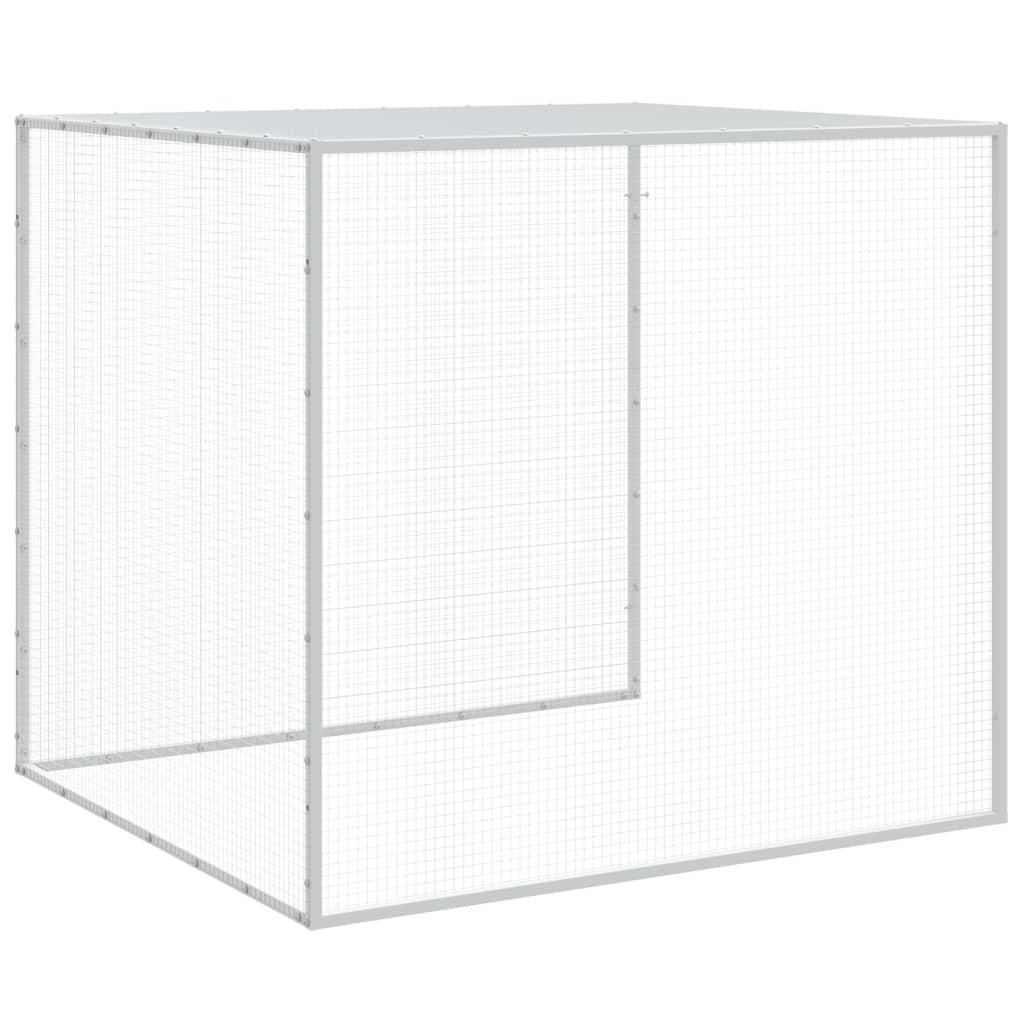 világosszürke horganyzott acél tyúkketrec tetővel 603x98x90 cm
