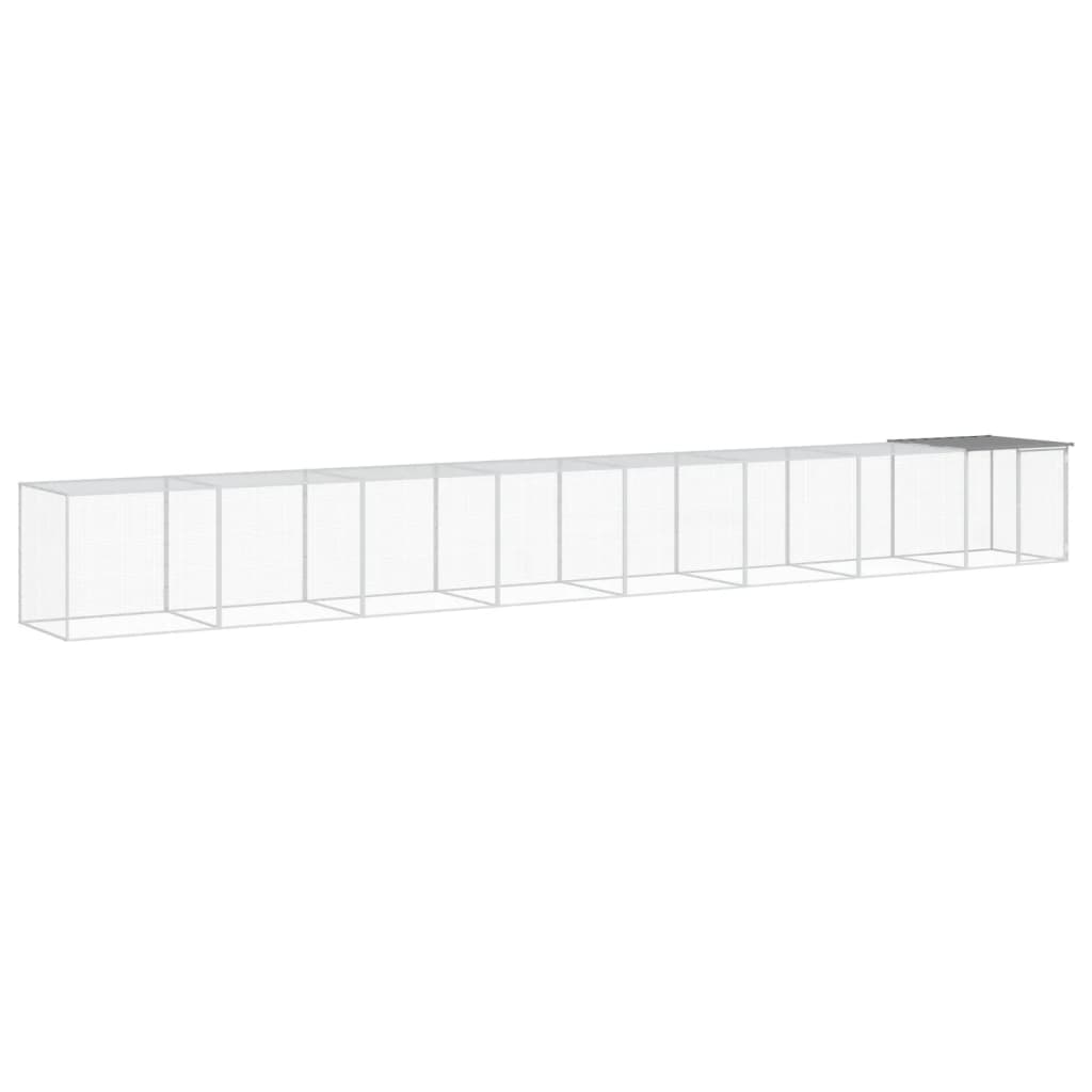 világosszürke horganyzott acél tyúkketrec tetővel 803x98x90 cm