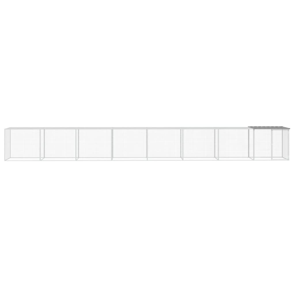 világosszürke horganyzott acél tyúkketrec tetővel 803x98x90 cm