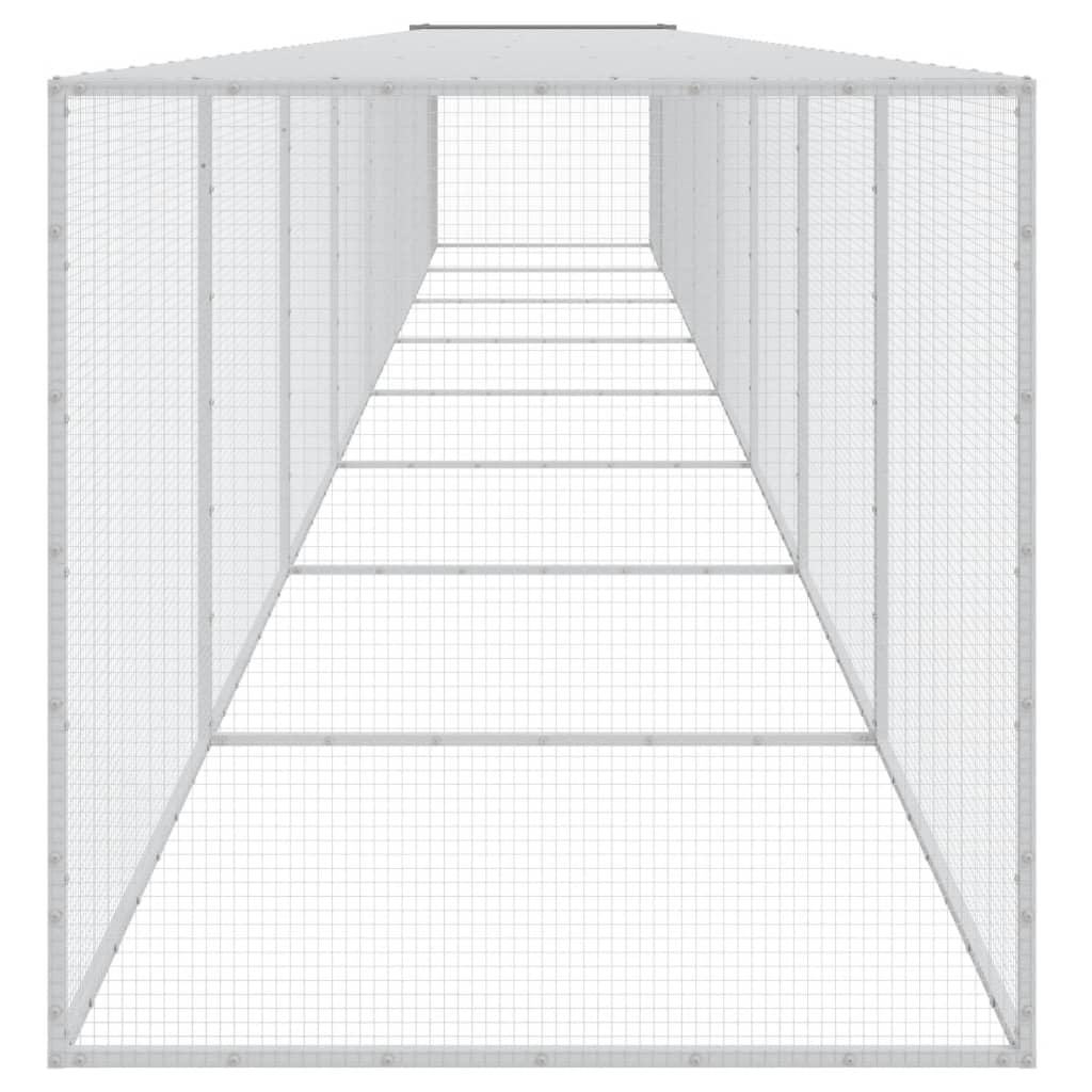 világosszürke horganyzott acél tyúkketrec tetővel 803x98x90 cm