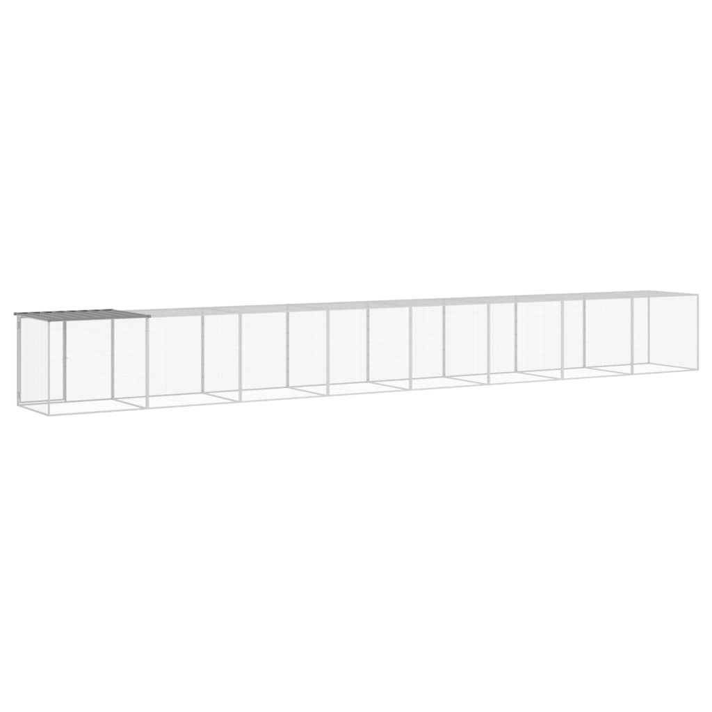 világosszürke horganyzott acél tyúkketrec tetővel 803x98x90 cm
