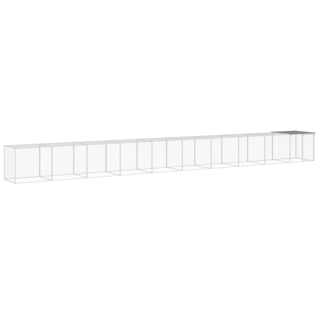 világosszürke horganyzott acél tyúkketrec tetővel 1003x98x90 cm