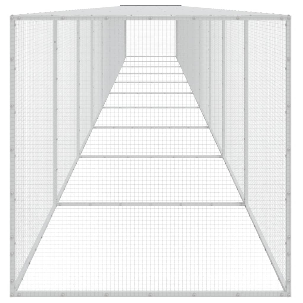 világosszürke horganyzott acél tyúkketrec tetővel 1003x98x90 cm