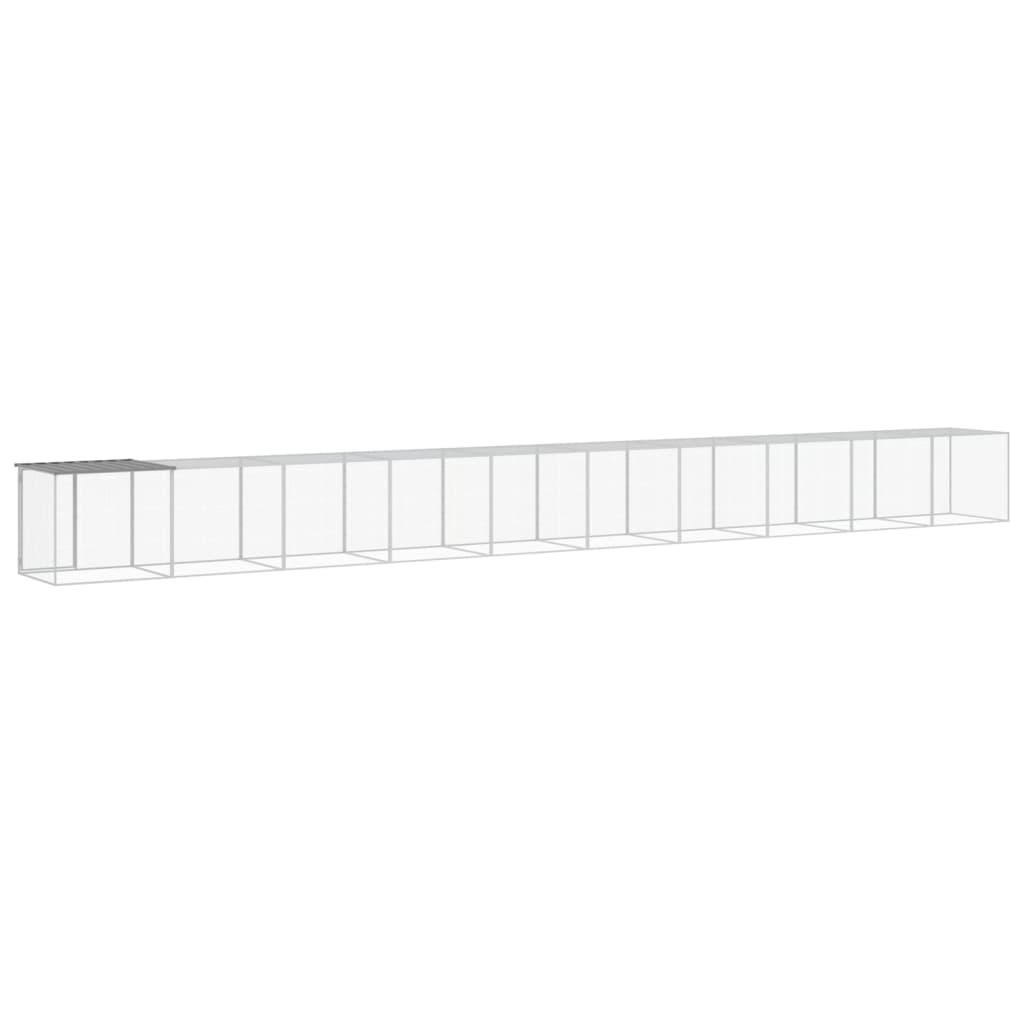 világosszürke horganyzott acél tyúkketrec tetővel 1003x98x90 cm