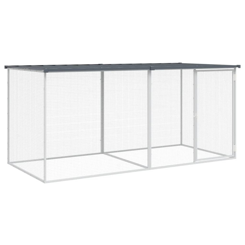antracit színű, horganyzott acél csirkeketrec tetővel 203 x 98 x 90 cm